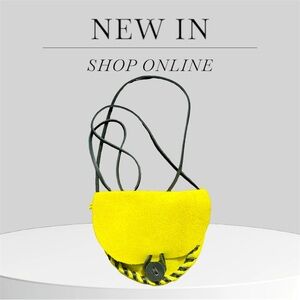 Chartreuse suede leather cross body mini bag
